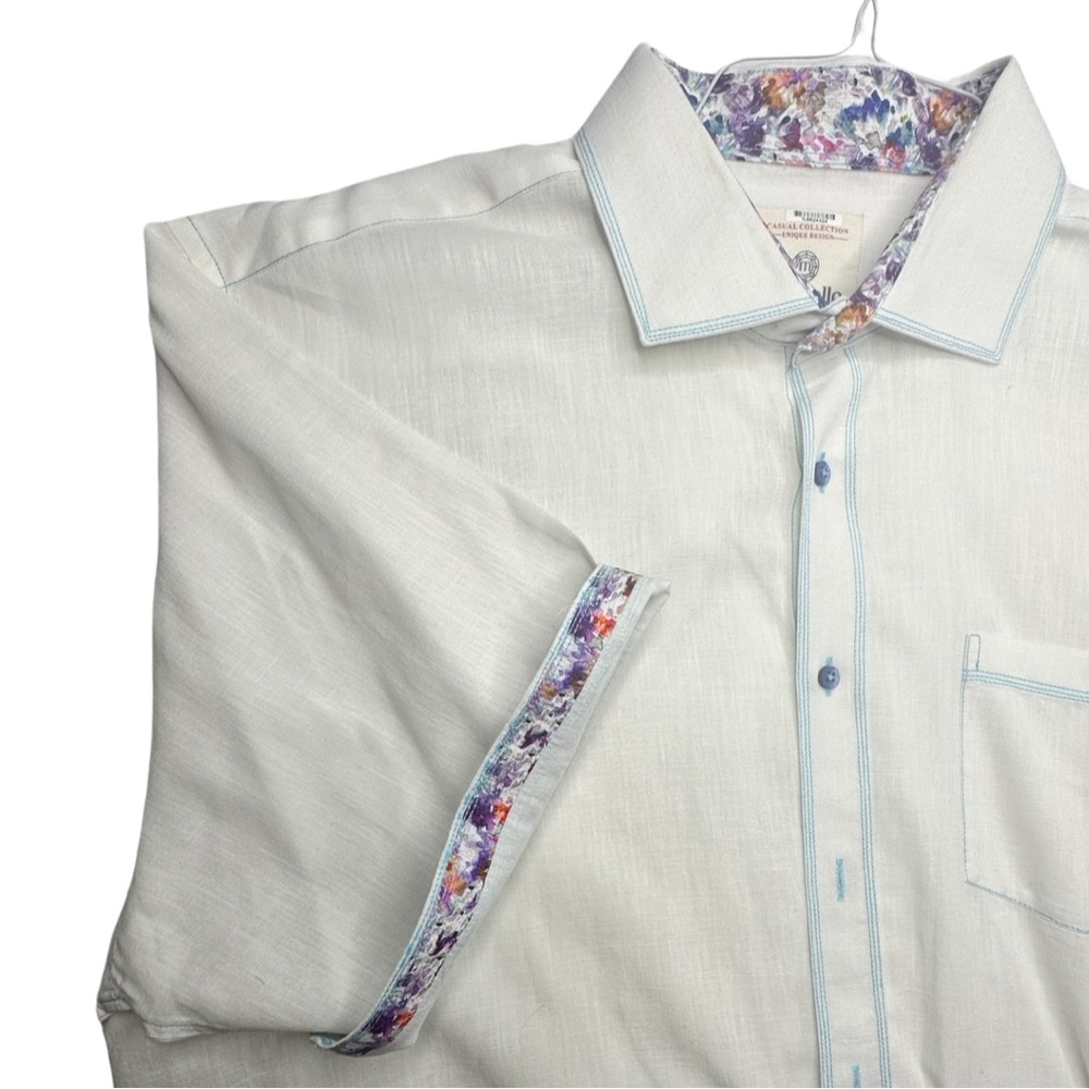 Ⓜ️🌴Marcelo Casual Collection Linen Shirt Sleeve button down with design sleeve‎